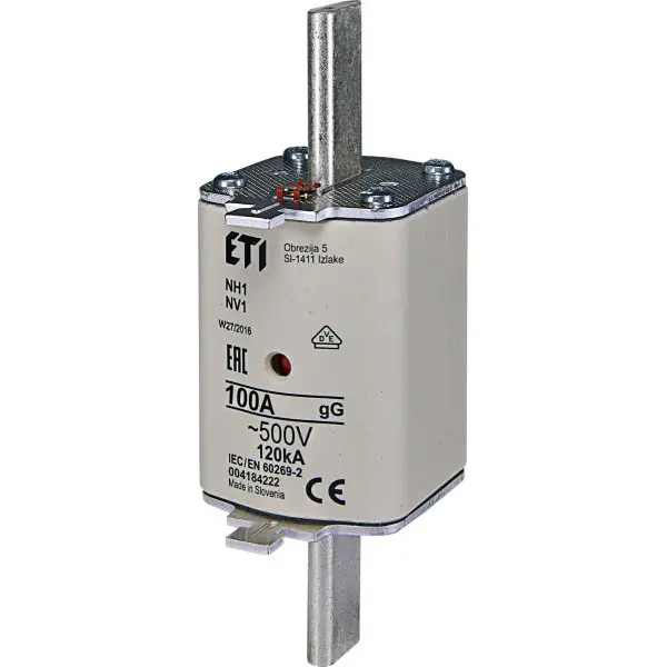 Запобіжник ETI 004184214 NH-1C/gG 100A 500V KOMBI Запобіжник ETI 004184214 NH-1C/gG 100A 500V KOMBI