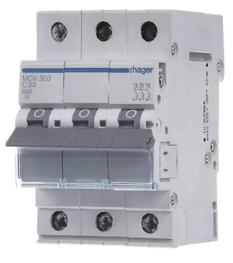 Автоматичний вимикач Hager MCN300 6кА C 0.5A 3P