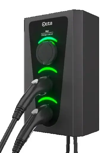 Коммерческая зарядная станция Octa Energy SW336-S22-C1-C2 Smart Wall на 36кВт (розетка 3ф + Type 1 + Type 2)