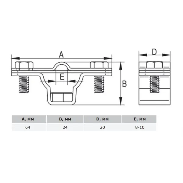 Тримач струмопровідного провідника DKC ND2314ZC Ø8-10мм на стіні з оцинкованої сталі - фото №1