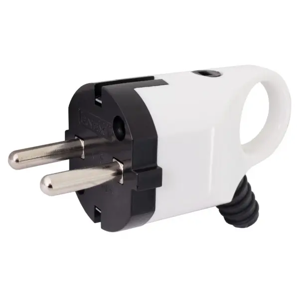 Угловая вилка E.Next e.plug.angle.005.16 16А с заземлением белая (s9100046)