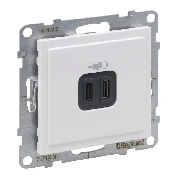 Розетка USB тип С+C 15Вт 5В Legrand SUNO (белый) 721131