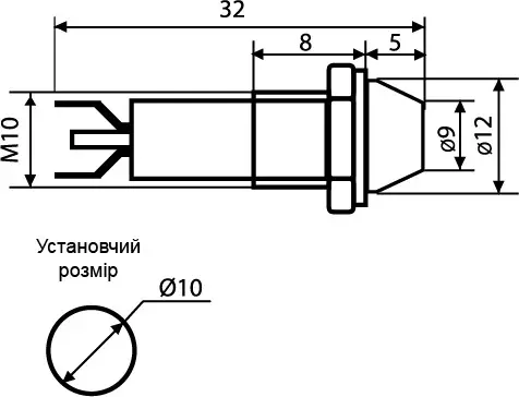 Сигнальная арматура Аско-Укрем AD22C-10 24В AC/DC красная (A0140030120) - фото №1