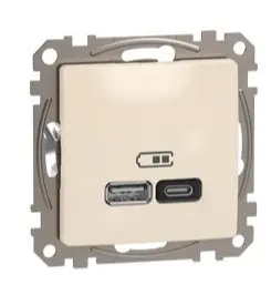 Розетка USB Schneider Electric Sedna Design & Elements A+C 3A 45Вт бежевая SDD112404