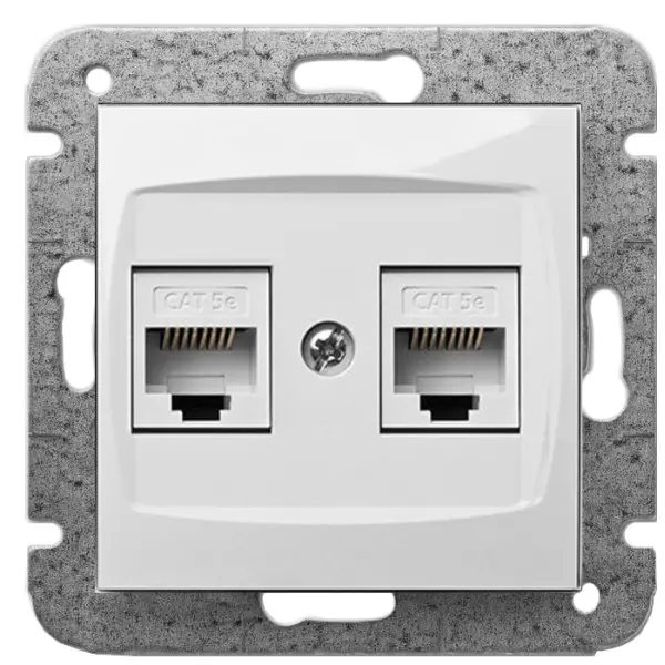 Двомісна комп'ютерна розетка Elektro-Plast Carla 1749-10 2хRJ45 (білий)