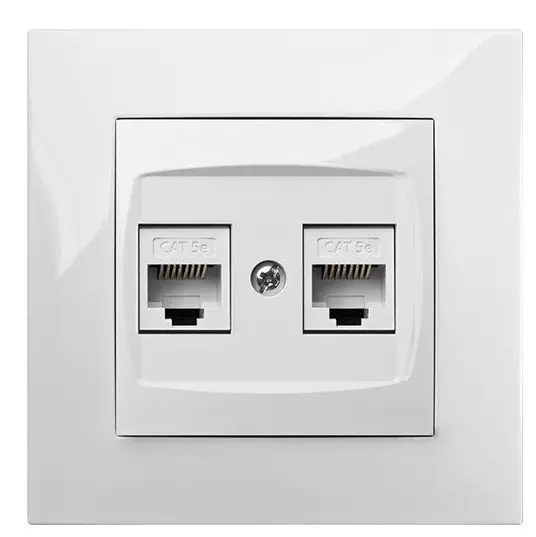 Двомісна комп'ютерна розетка Elektro-Plast Carla 1749-10 2хRJ45 (білий) - фото №1