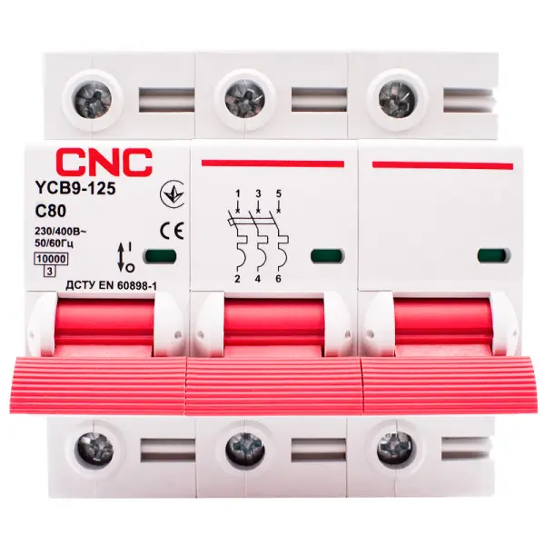 Автоматический выключатель CNC YCB9-125 3Р 80А 10kA C
