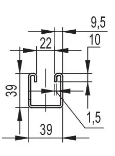 С-образный профиль DKC BPL4130 41х41 LAS, L 3000, 1,5мм - фото №2