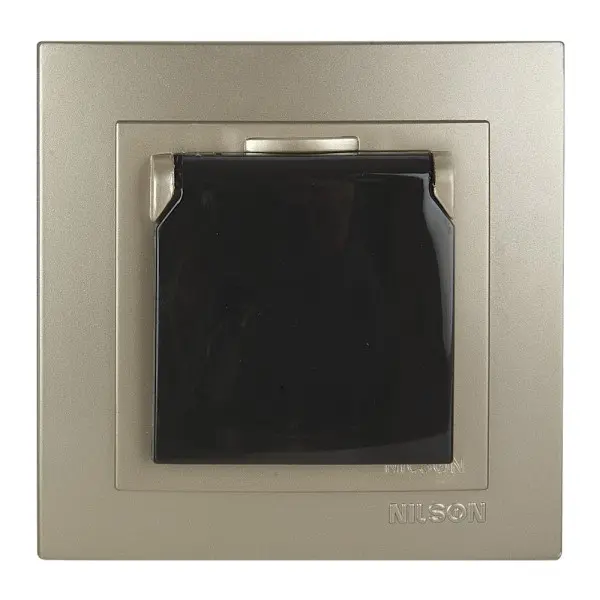 Розетка Nilson Touran золото 1-на з заземленням з кришкою ( 24151018 )