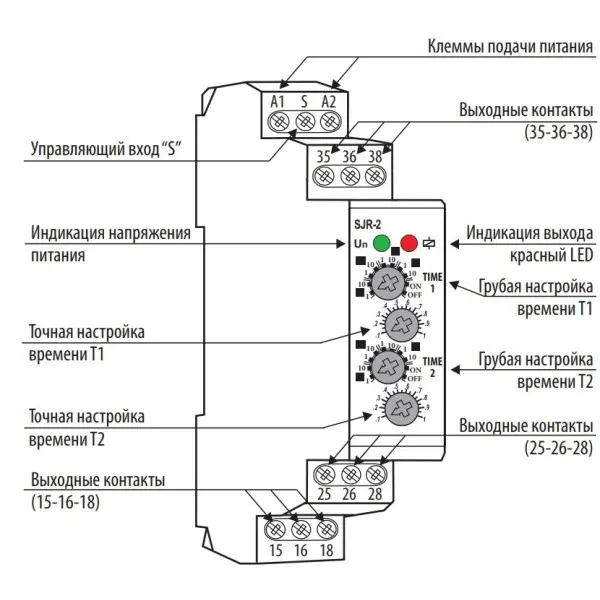 Двухуровневое реле времени ETI 002470091 SJR-2 230V AC (2x16A AC1) - фото №1