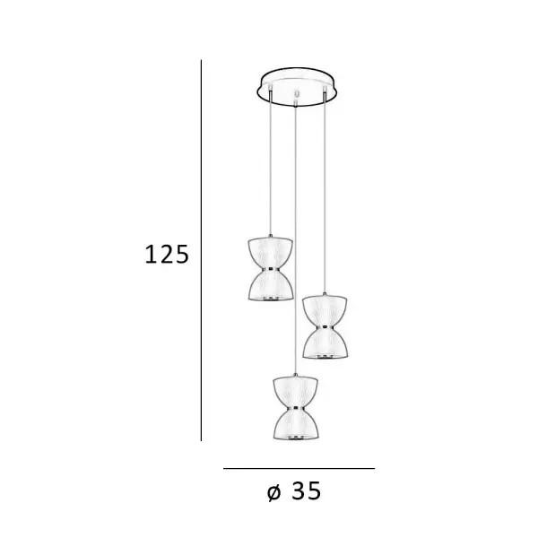 Подвесной светильник, люстра Italux PND-83949-3-BK Tica LED 3x22W 3000K 950Lm IP20 белый - фото №2