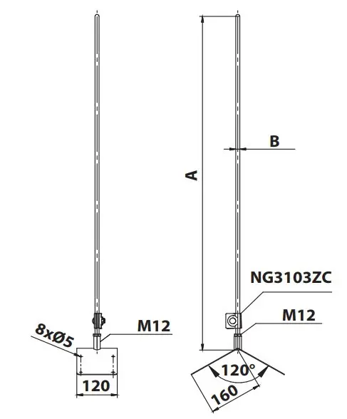 Блискавкоприймач на кутовий гребінь будівлі DKC NL6100 Ø12мм довжиною 1м - фото №1