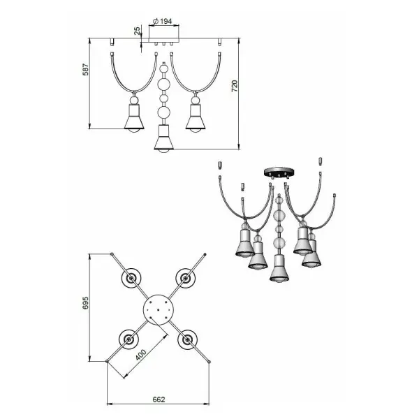 Люстра Pikart 23665-4 ARCH 5U - фото №1