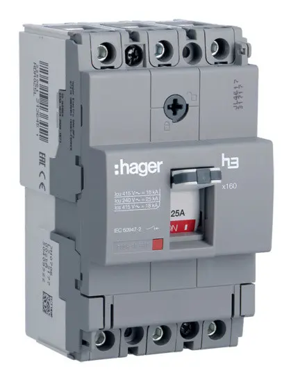 Эл.автомат Hager x160, In=25А, 3п, 18kA