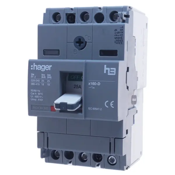 Эл.автомат Hager x160, In=25А, 3п, 18kA - фото №3