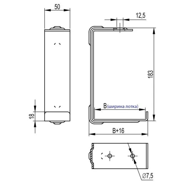 Скоба DKC BBA1010 CS на лоток с основанием В100 - фото №1