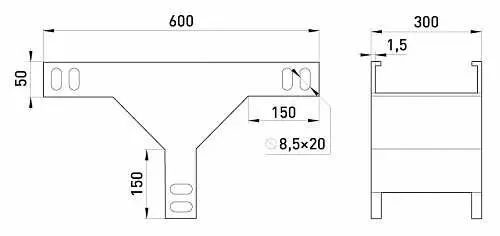 Вертикальний Т-відвід E.Next AGY30-5A 300х50мм - фото №1