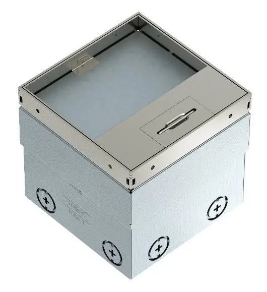 Розетковий люк OBO Bettermann (7368324) UDHOME2 2x розетки 250В 16A для покриття 15мм, (h.=110...135мм) 140х140х110мм - фото №1