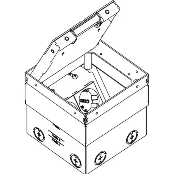 Розетковий люк OBO Bettermann (7368324) UDHOME2 2x розетки 250В 16A для покриття 15мм, (h.=110...135мм) 140х140х110мм - фото №2