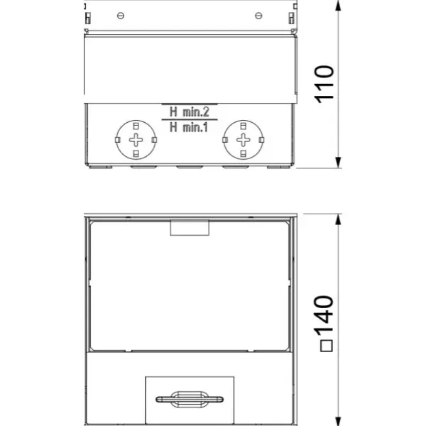 Розетковий люк OBO Bettermann (7368324) UDHOME2 2x розетки 250В 16A для покриття 15мм, (h.=110...135мм) 140х140х110мм - фото №3