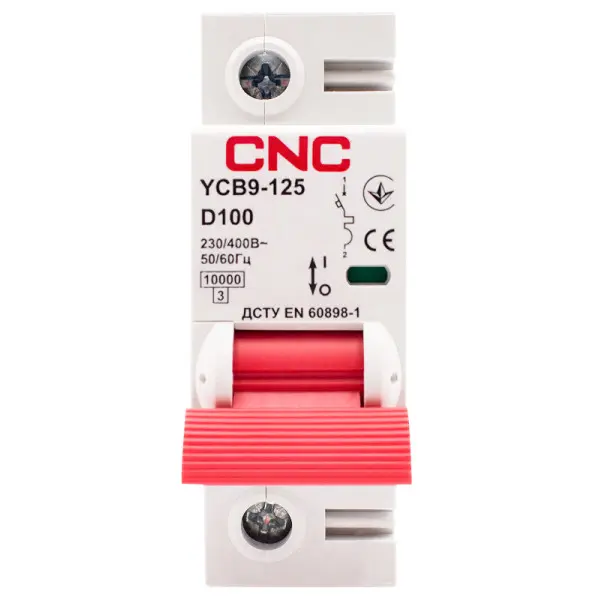 Автоматический выключатель CNC YCB9-125 1Р 100А 10kA D