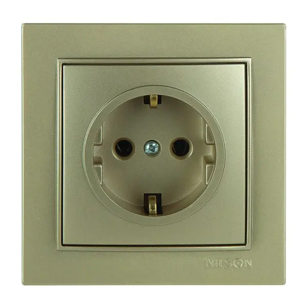 Розетка Nilson Thor золото 1-на з заземленням ( 27151017 )