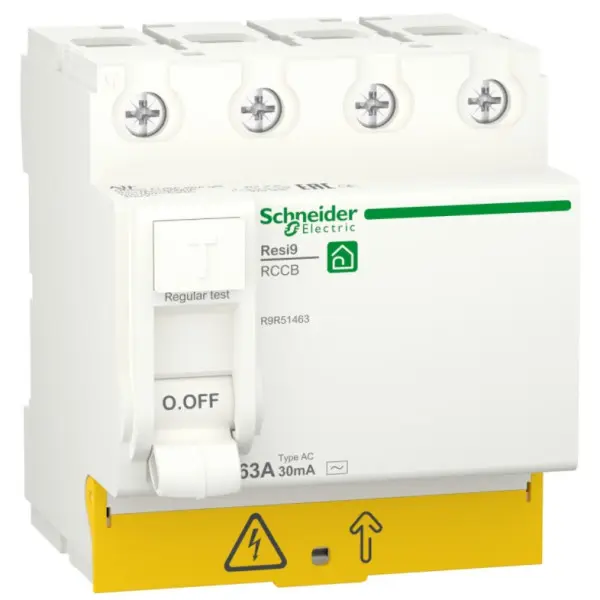 Дифференциальное реле Schneider Electric R9R51463 RESI9 3P+N 63A 30мА АС Дифференциальное реле Schneider Electric R9R51463 RESI9 3P+N 63A 30мА АС