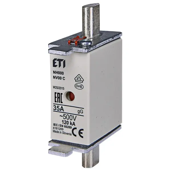 Запобіжник ETI 004181209 NH-000/gG 35A 500V KOMBI Запобіжник ETI 004181209 NH-000/gG 35A 500V KOMBI