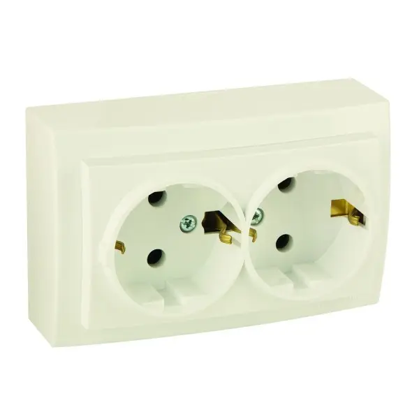 Розетка Nilson Themis кремова 2-на з заземленням ( 26121025 )