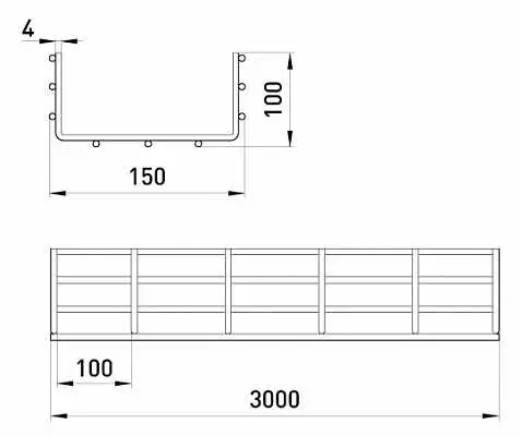 Дротовий лоток E.Next ATK-15-24 150х100 4.0мм 3м - фото №1