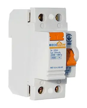 Пристрій захисного відключення ECOHOME 1Р+N 25A/30мА - фото №2