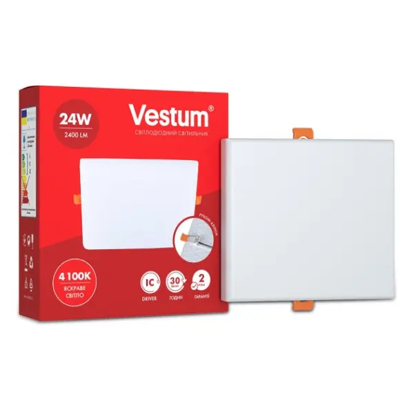 Безрамочный светильник Vestum 1-VS-5607 24Вт 4100К квадратный - фото №1