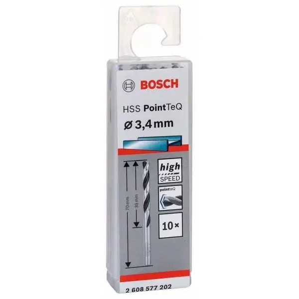 Свердла Bosch 2608577202 PointTeQ Svyerl HSS 3,4мм (10шт) - фото №1