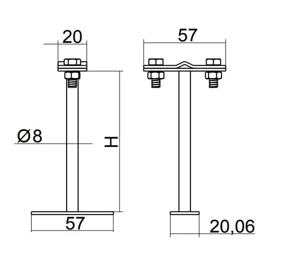 Універсальний тримач струмовідводу DKC ND2335ZC заввишки 50мм - фото №1