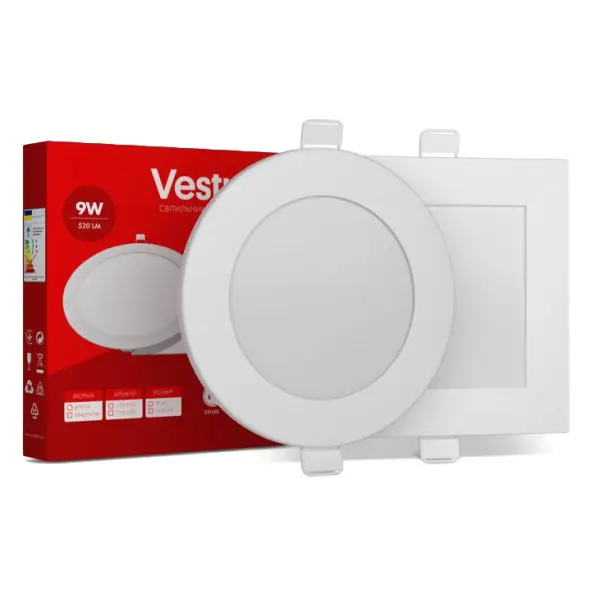 Круглий вбудований світильник Vestum 1-VS-5108 9Вт 6000K - фото №1