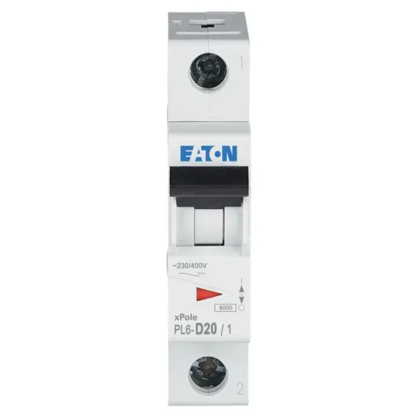 Автоматический выключатель Eaton PL6-D20/1 6кА 20A - фото №1
