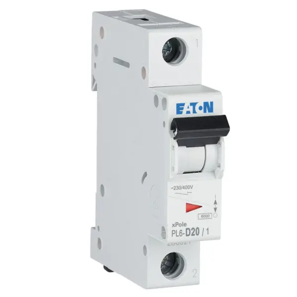 Автоматический выключатель Eaton PL6-D20/1 6кА 20A - фото №2