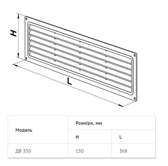 Решетка Домовент ДВ 350 белая 368х130 - фото №1