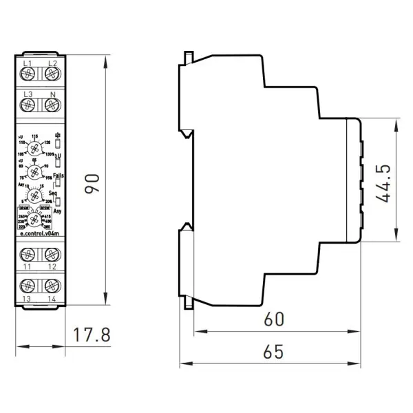 Регулируемое трехфазное реле контроля фаз E.Next e.control.v04m (p0690021) - фото №3