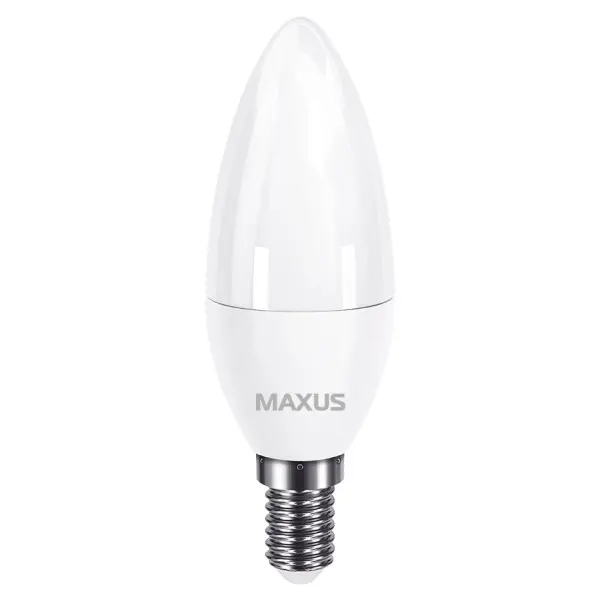 Светодиодная лампа свеча Maxus C37 7Вт 3000K 220В E14 (1-LED-733) Светодиодная лампа свеча Maxus C37 7Вт 3000K 220В E14 (1-LED-733)