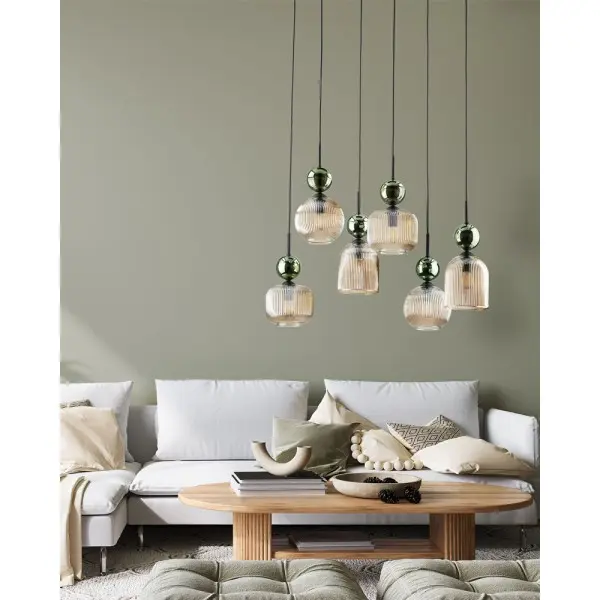 Подвесной светильник, люстра TK Lighting 11150 Sophia E14 6x10W IP20 зеленый - фото №1