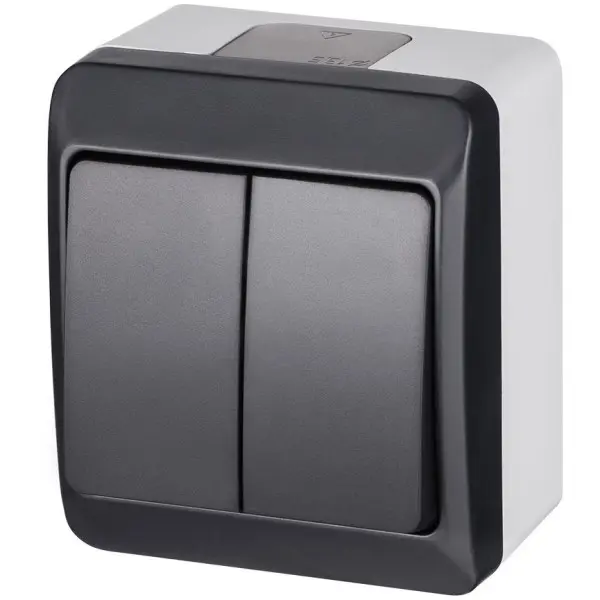 Двухклавишный выключатель Elektro Plast 0332-7 Hermes IP44 антрацит