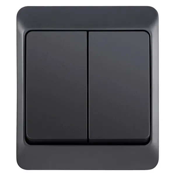 Двухклавишный выключатель Elektro Plast 0332-7 Hermes IP44 антрацит - фото №1