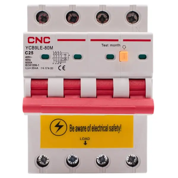 Дифференциальный выключатель CNC YCB9LE-80M C25А 3Р+N 6кА 30мА (Б00044023) - фото №1