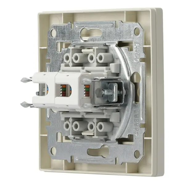 Розетка компьютерная RJ45 кат.5е UTP двойная кремовая Asfora, EPH4400123 - фото №3
