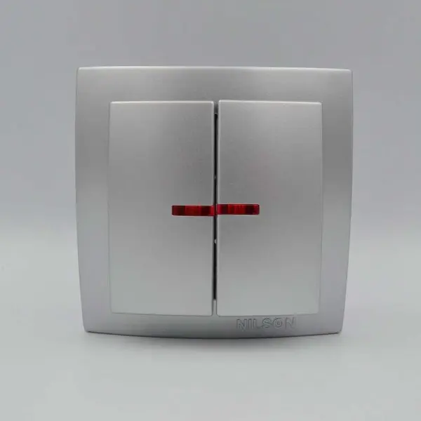 Выключатель Nilson Themis серебро 2кл с подсветкой ( 26131004 ) - фото №1