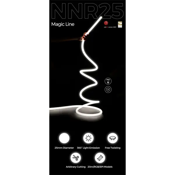Гибкий неон COLORS 24V IP65 14,4W 950Lm 4000K 5м (NNR25-NW) - фото №3