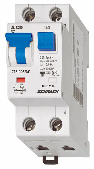 АВДТ Schrack BO617516 10кА 16А 30мА 1P+N х-ка C тип АС АВДТ Schrack BO617516 10кА 16А 30мА 1P+N х-ка C тип АС