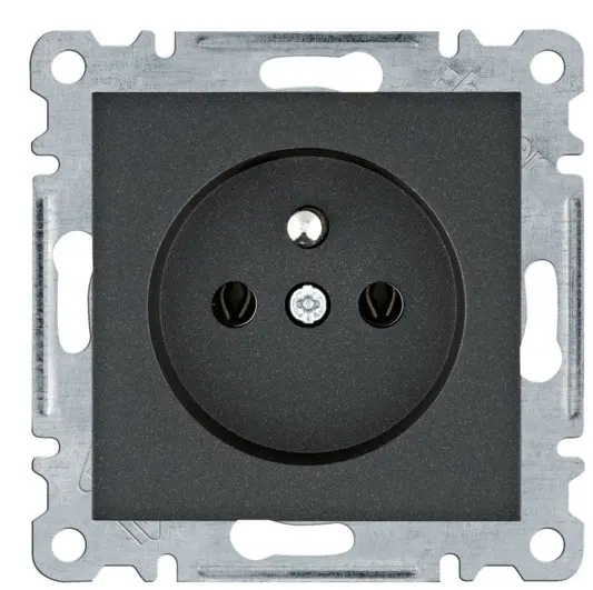 Розетка Hager WL1023 Lumina 16А/230В із центральним з/к (чорна)
