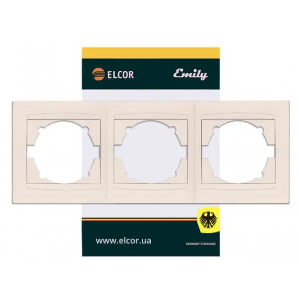 Трехместная горизонтальная рамка Elcor Emily 9215 (211559) (кремовый) - фото №1 Трехместная горизонтальная рамка Elcor Emily 9215 (211559) (кремовый) - фото №1